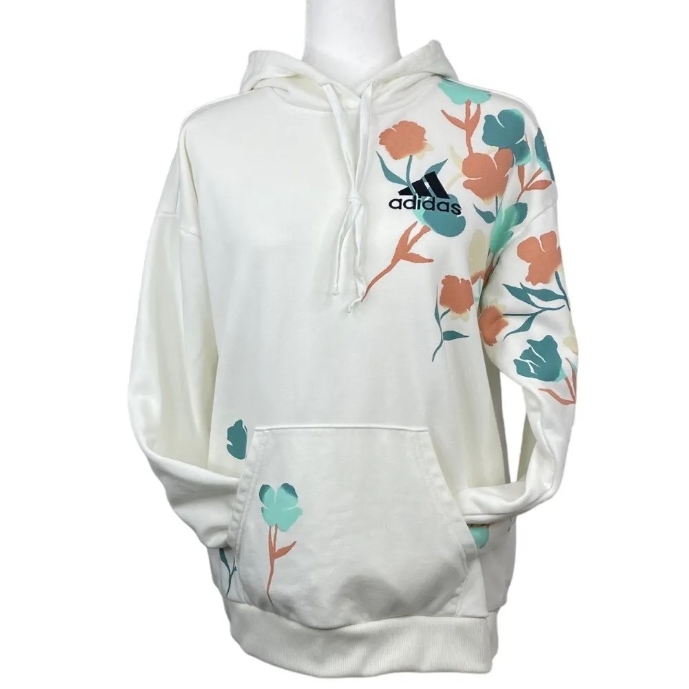 adidas Women Floral Hoodie White in good condition